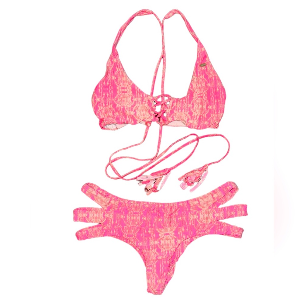 O’Neil pink tassels lace up top cheeky bottom M